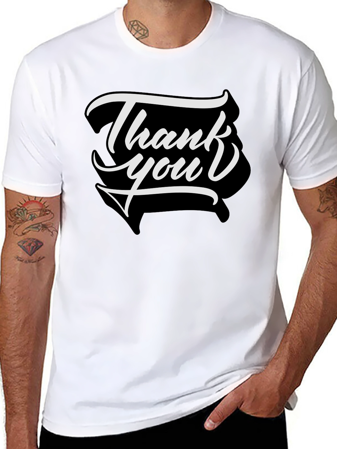Camiseta Negra Thank You Casual y Moderna