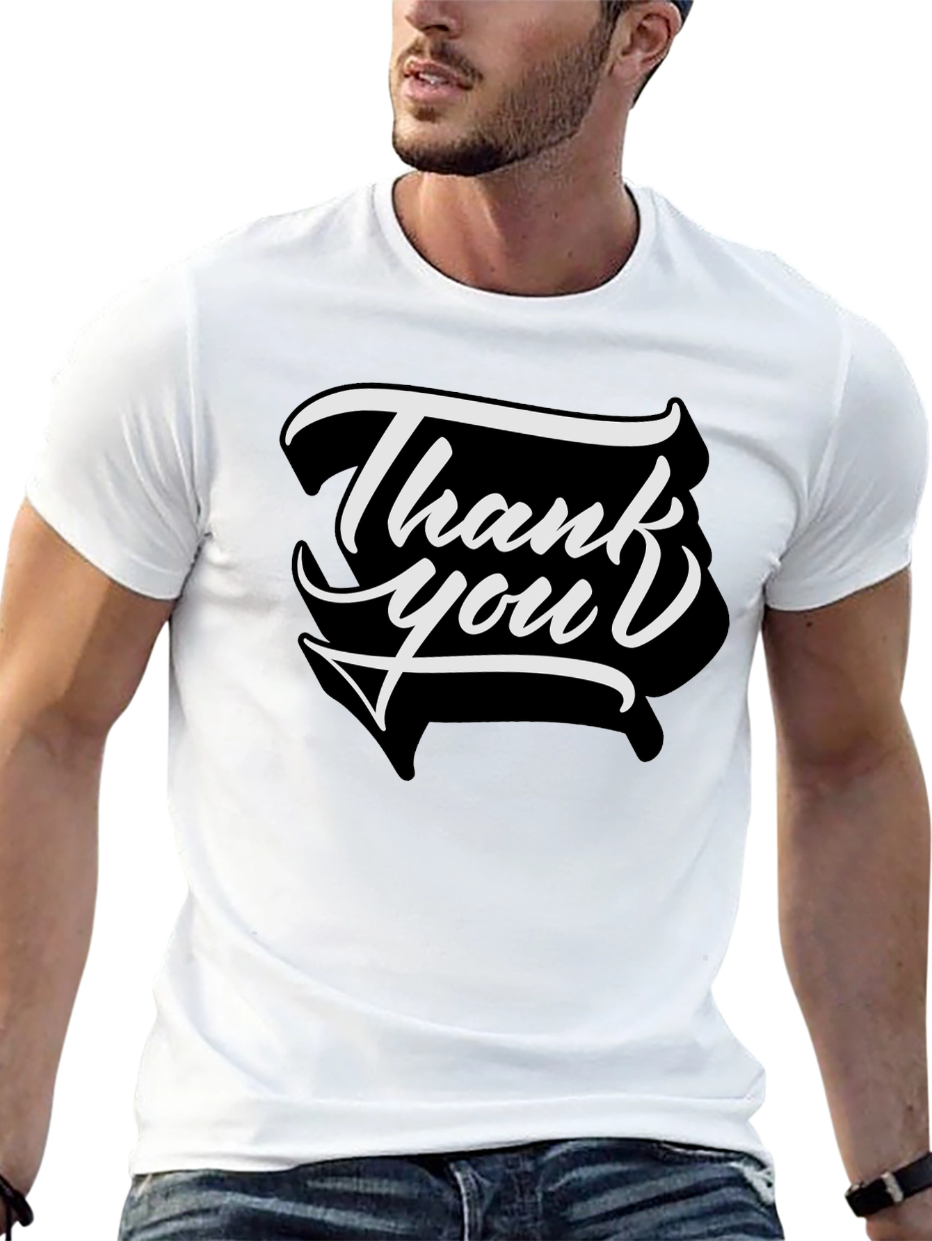 Camiseta Negra Thank You Casual y Moderna