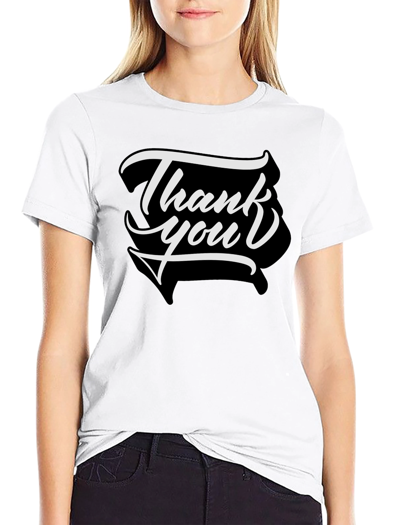 Camiseta Negra Thank You Casual y Moderna