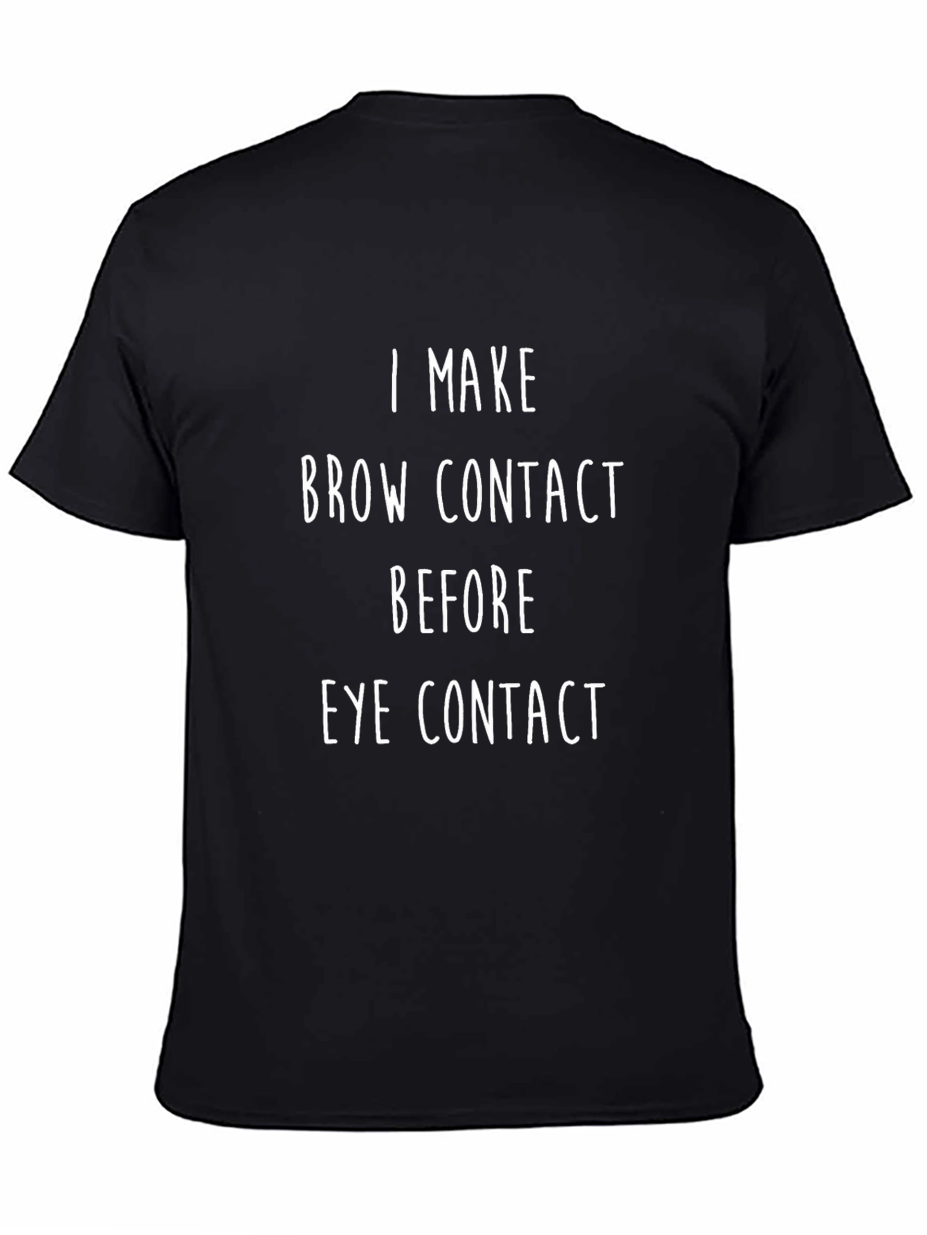 Camiseta Negra con Texto Brow Contact Humor
