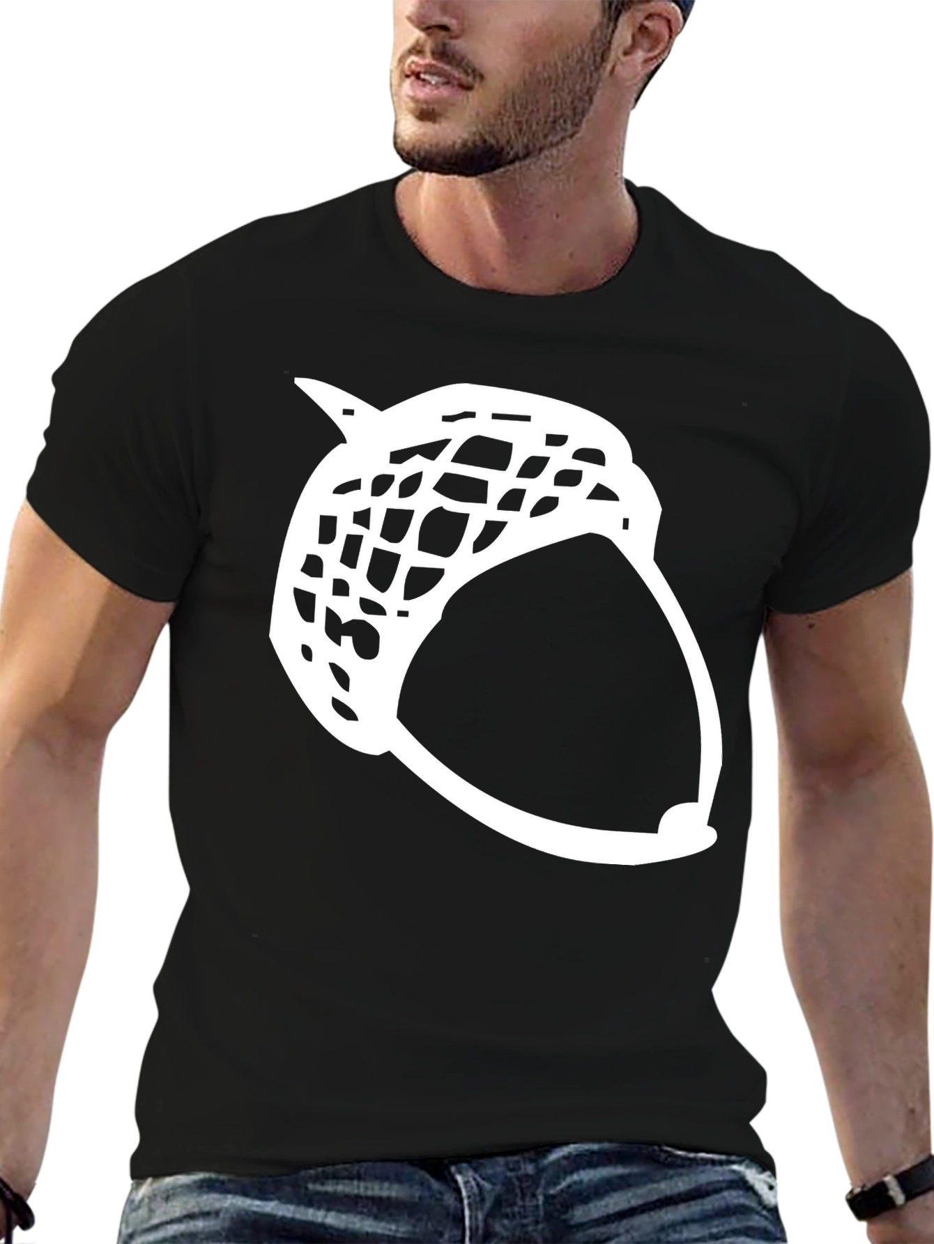 Camiseta Negra Diseño Bellota Contorno Blanco