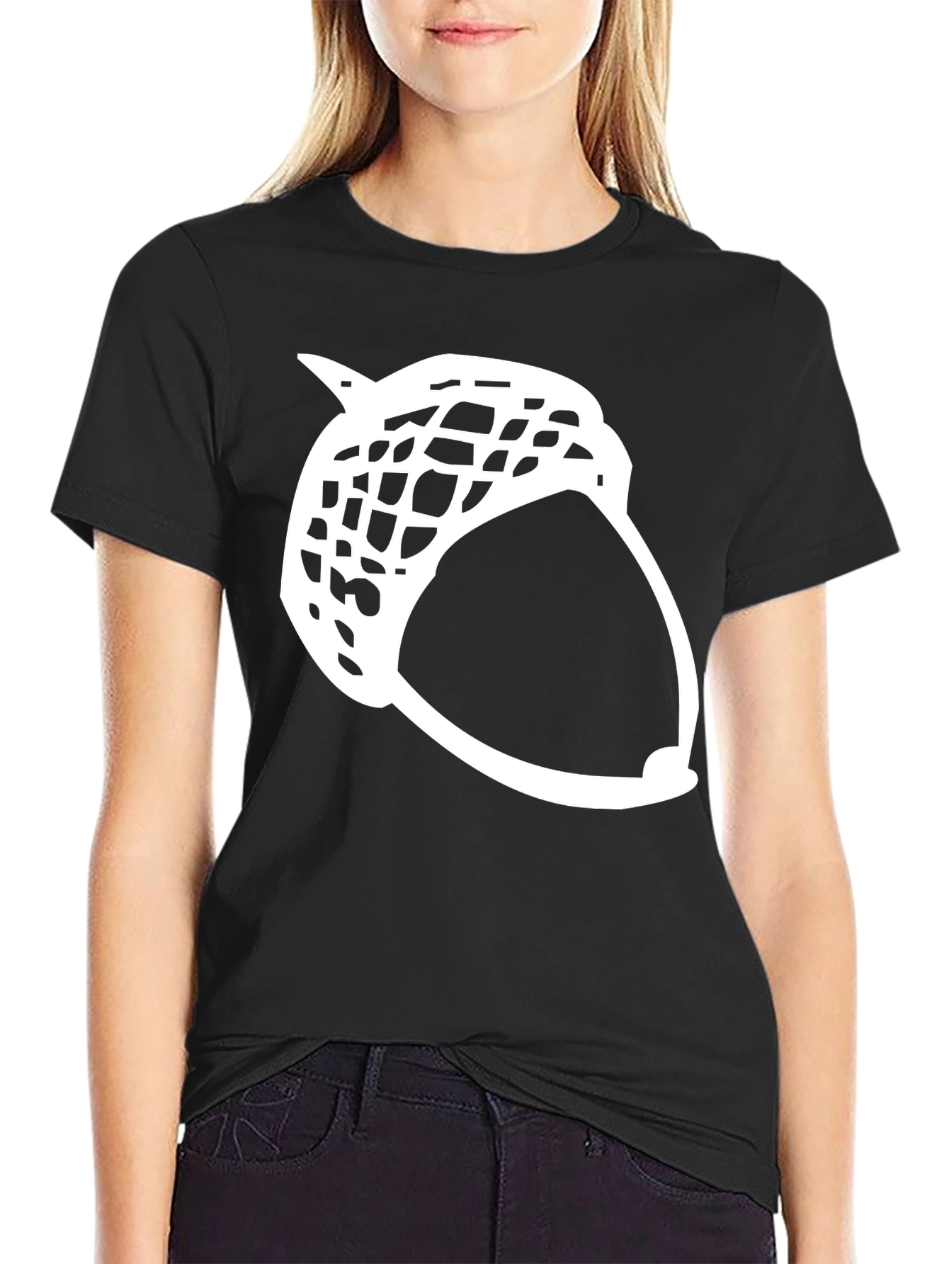 Camiseta Negra Diseño Bellota Contorno Blanco