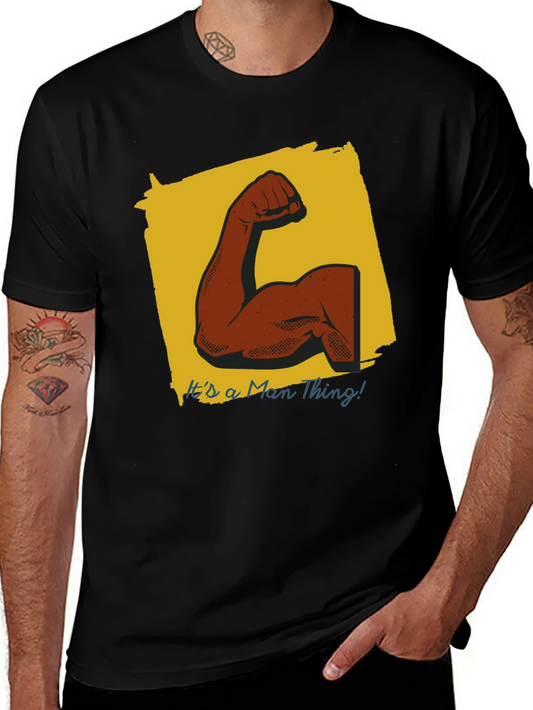 Camiseta Negra con Diseño de Brazo Musculoso
