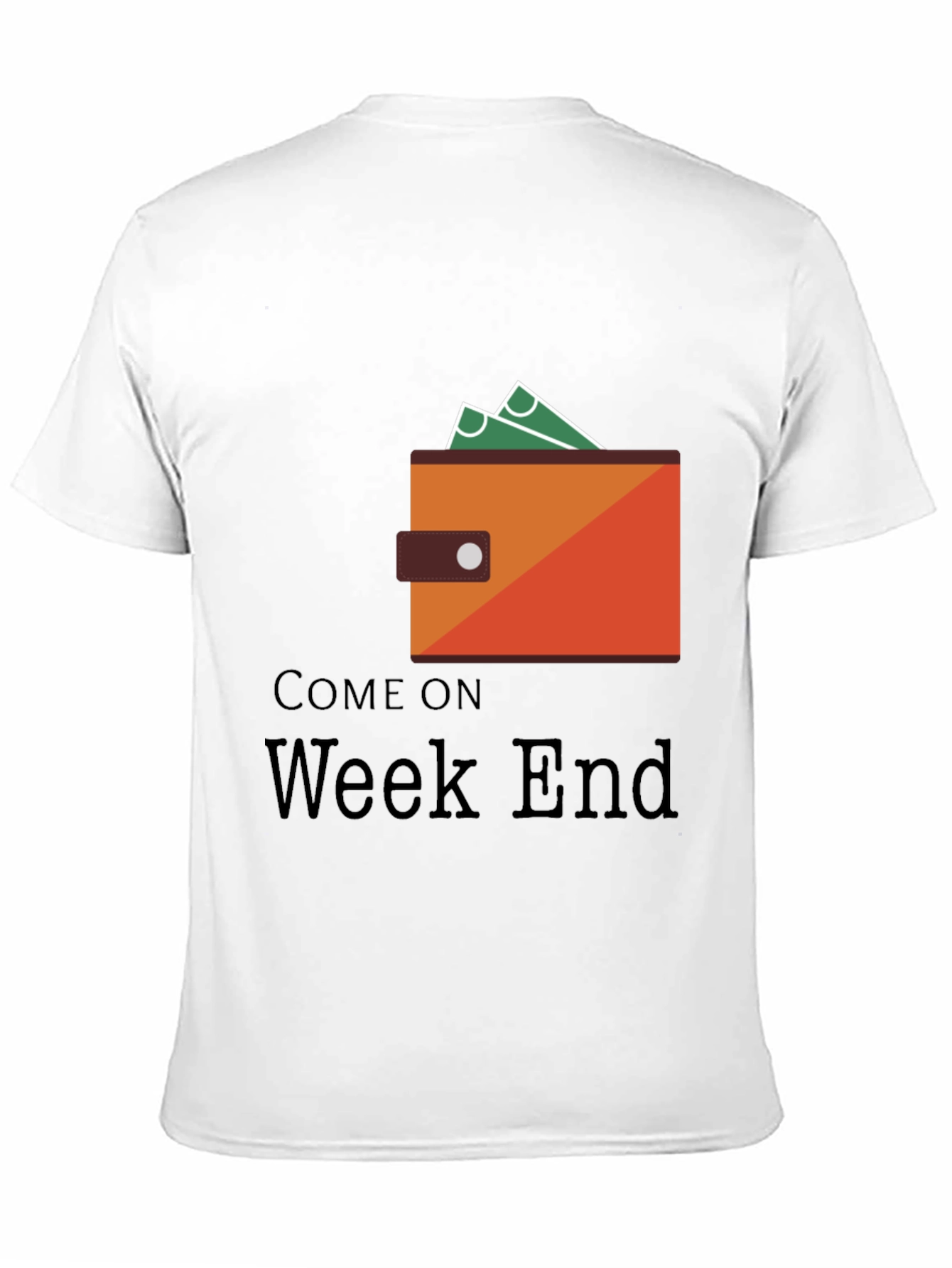 Camiseta Negra Come On Weekend con Diseño de Billetera