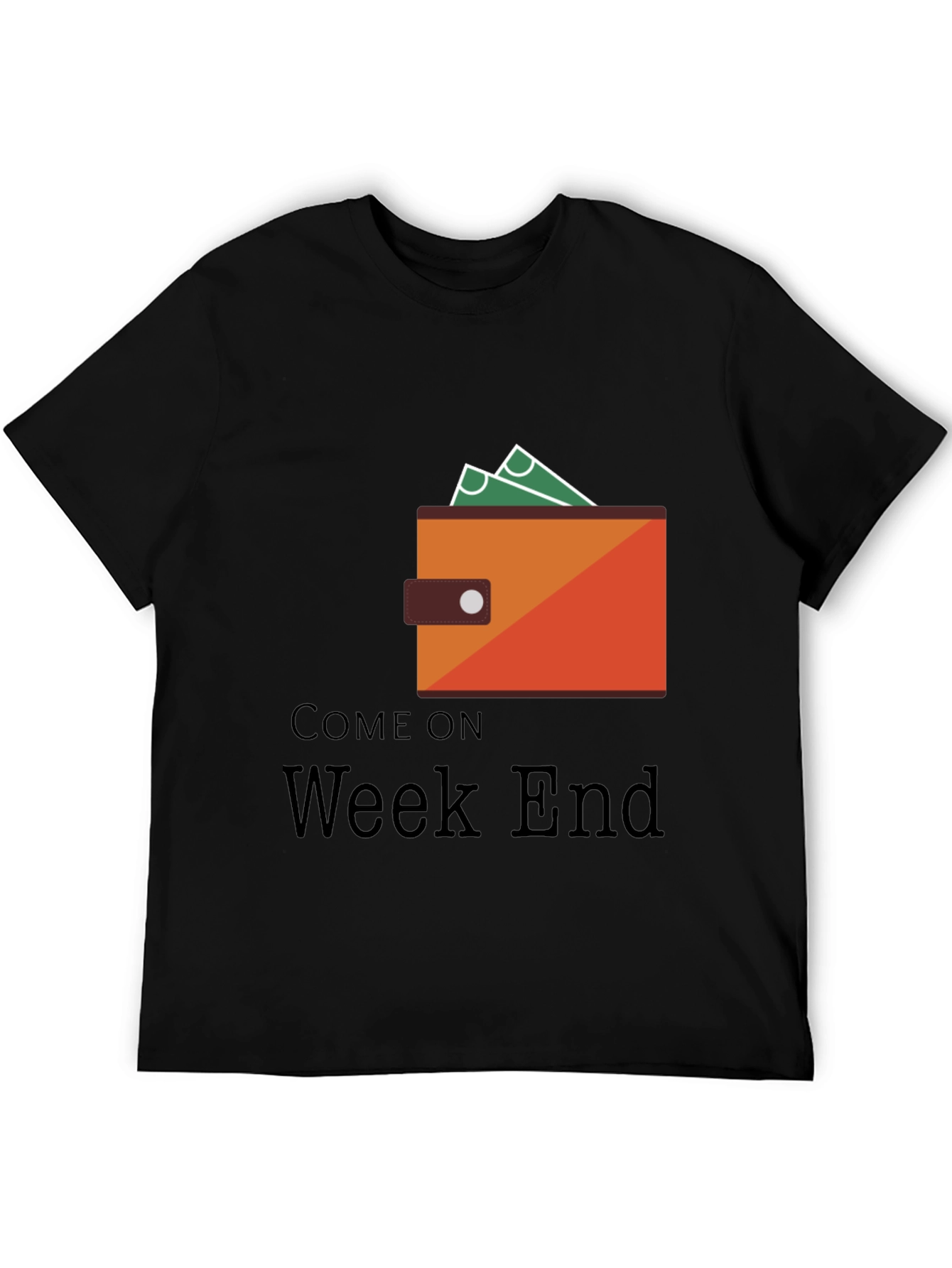 Camiseta Negra Come On Weekend con Diseño de Billetera