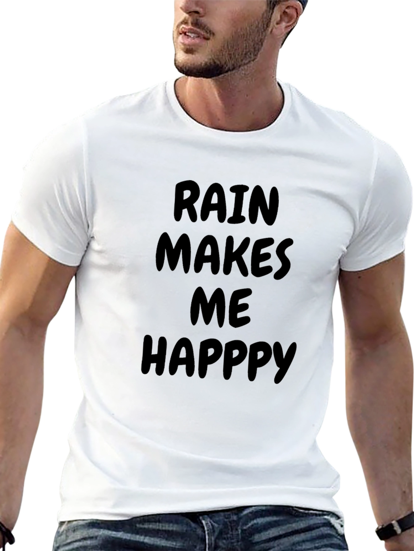 Camiseta Negra Rain Makes Me Happy