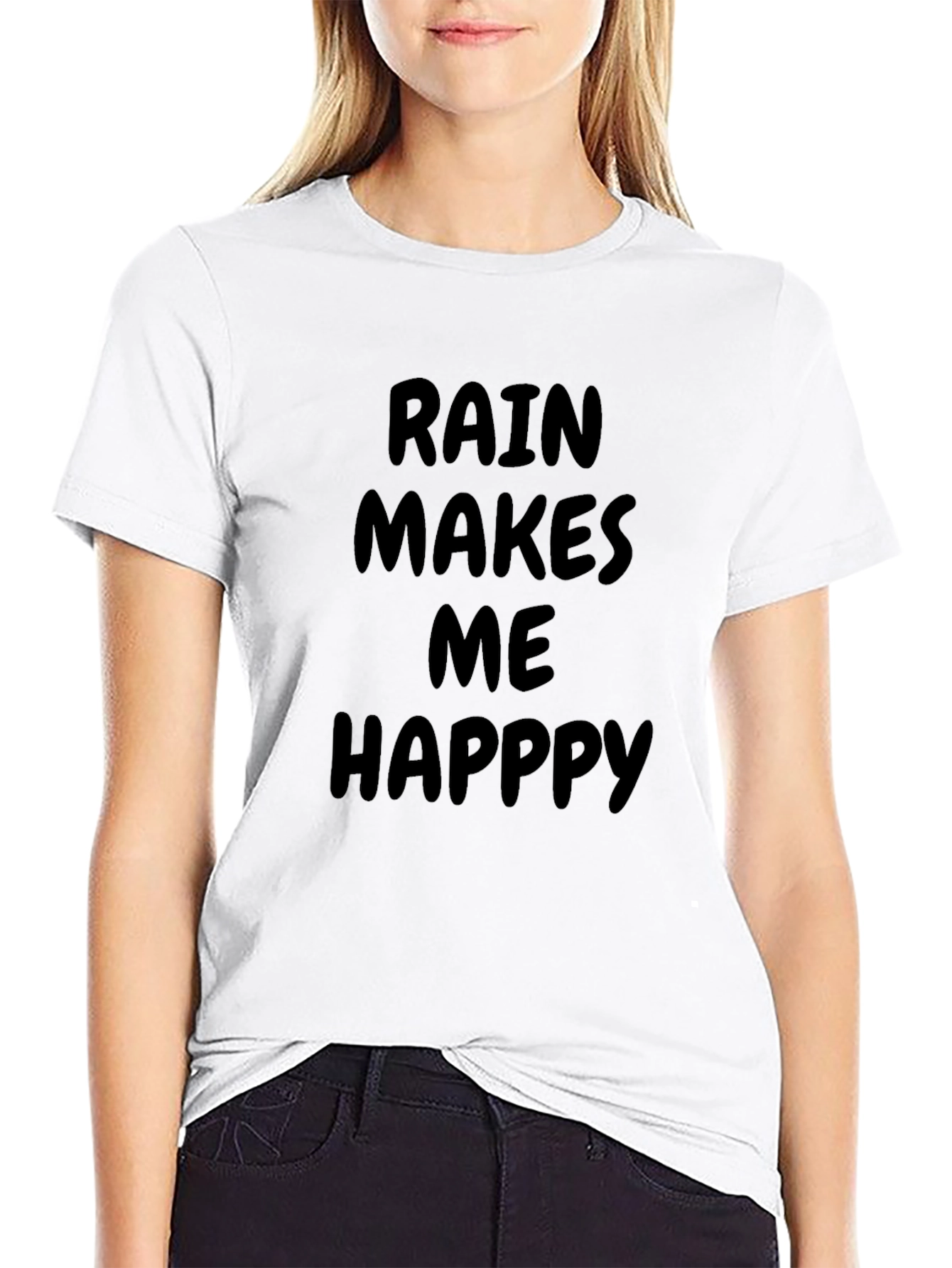 Camiseta Negra Rain Makes Me Happy