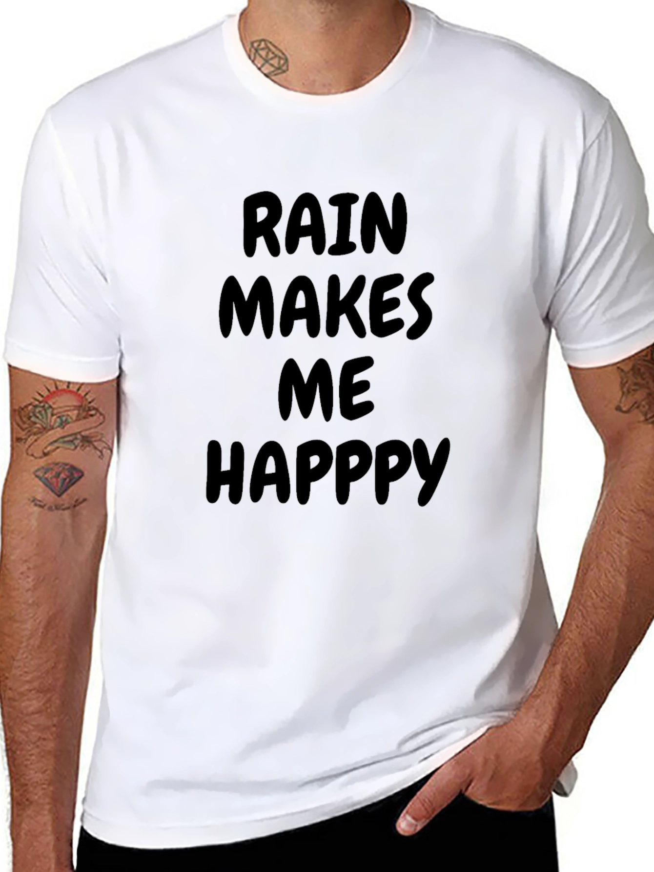 Camiseta Negra Rain Makes Me Happy