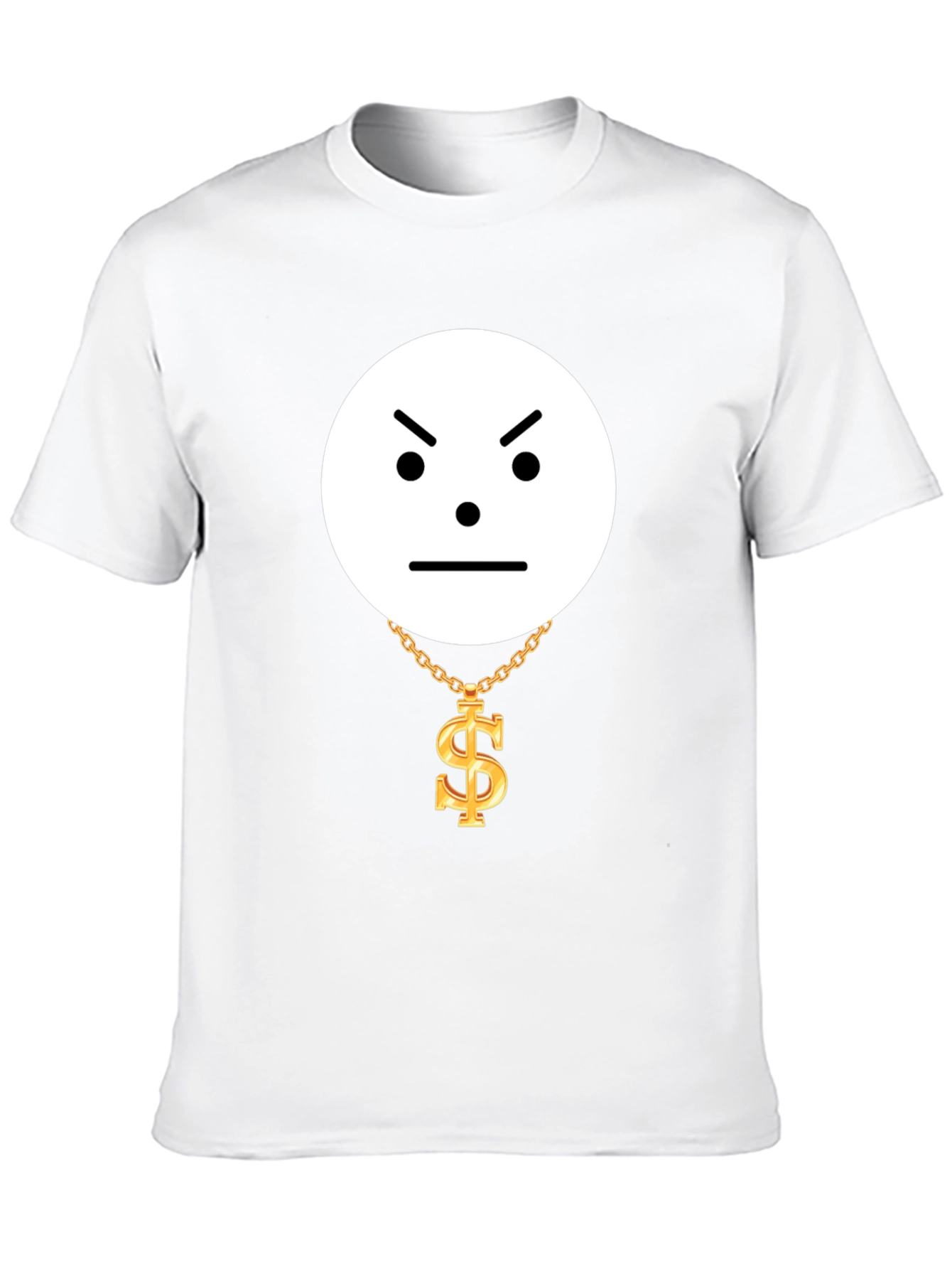 Camiseta Negra Cara Enojada con Collar de Dólar