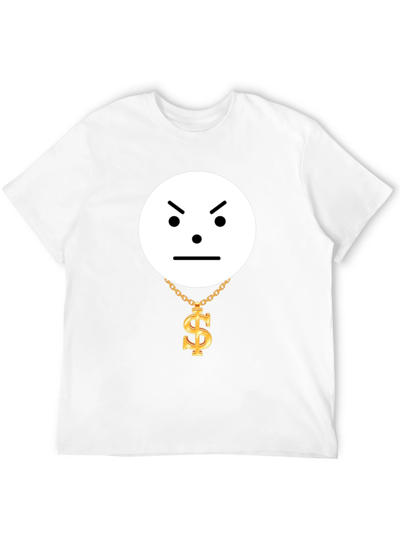 Camiseta Negra Cara Enojada con Collar de Dólar