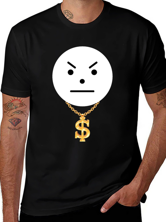 Camiseta Negra Cara Enojada con Collar de Dólar