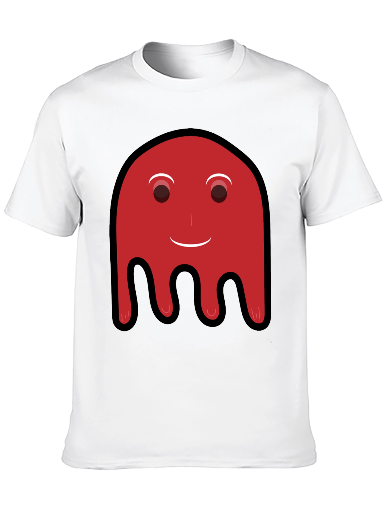Camiseta Negra con Diseño Fantasma Rojo Divertido