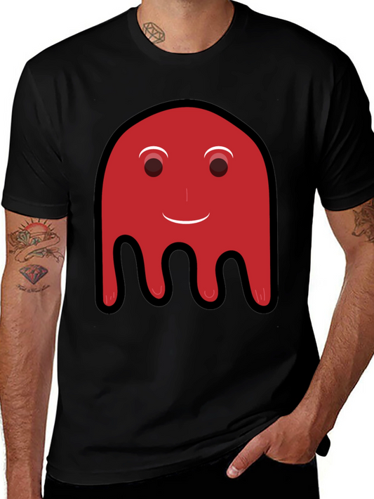 Camiseta Negra con Diseño Fantasma Rojo Divertido