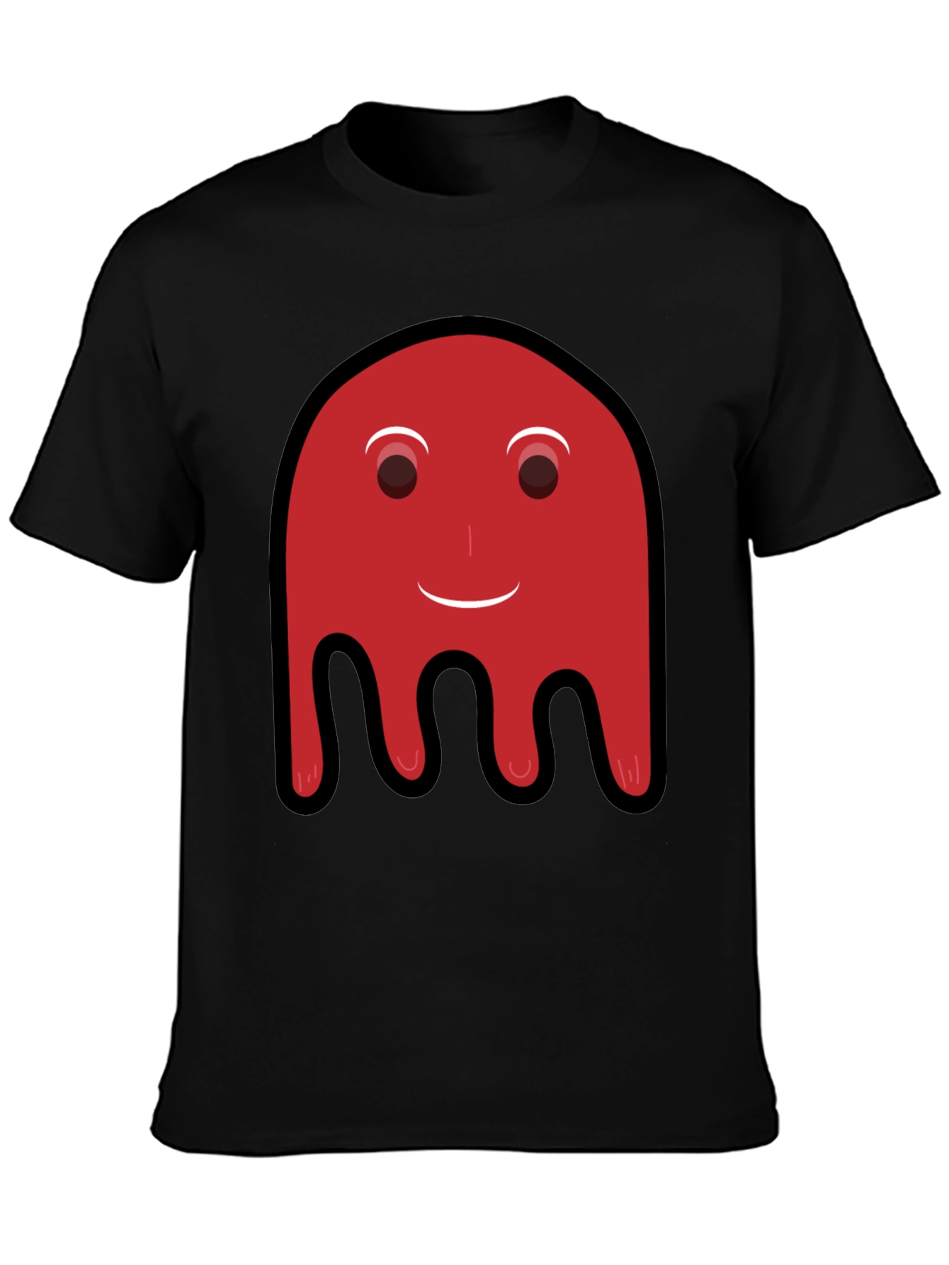 Camiseta Negra con Diseño Fantasma Rojo Divertido