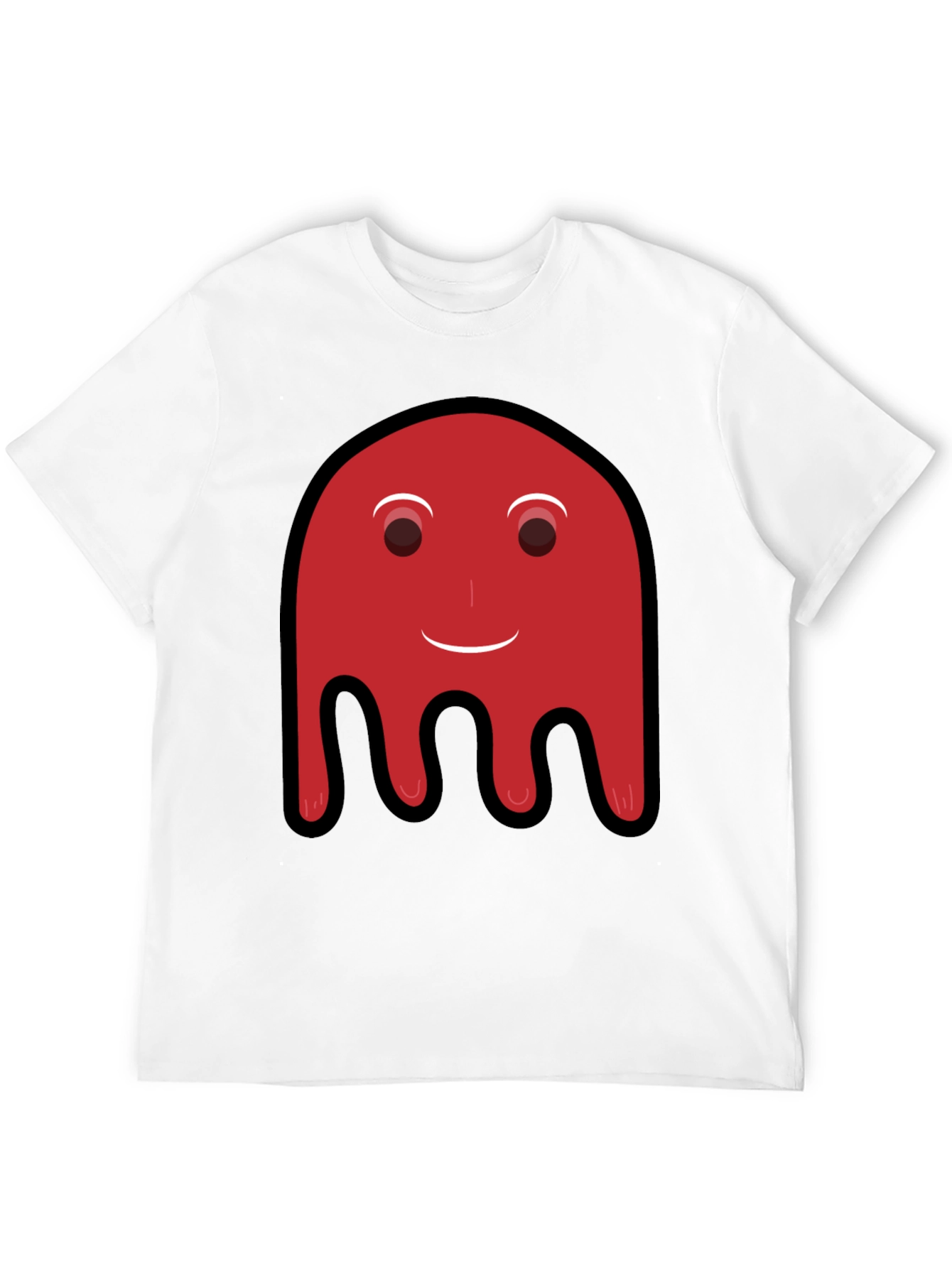 Camiseta Negra con Diseño Fantasma Rojo Divertido