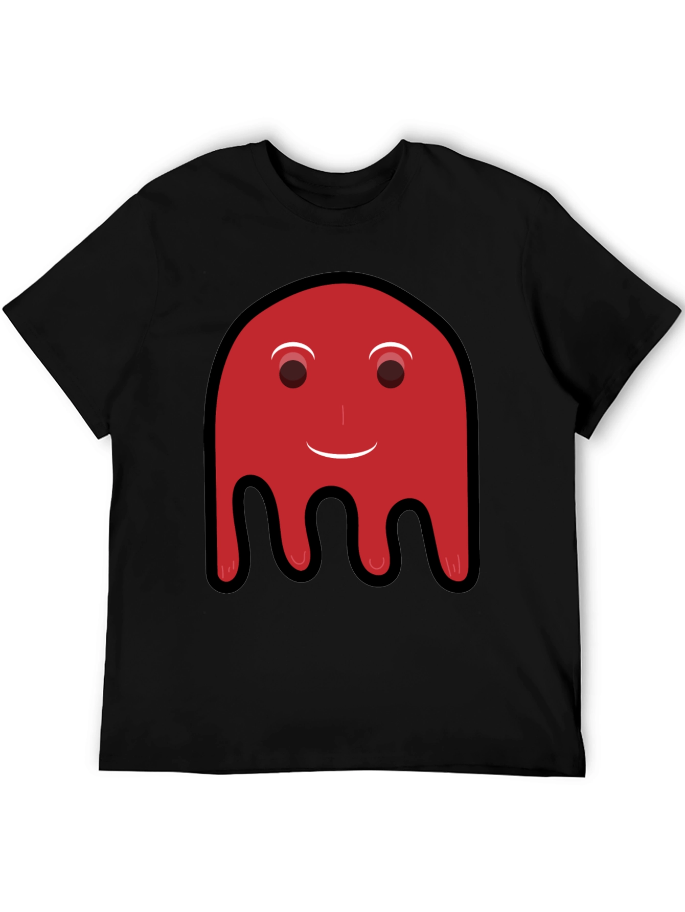 Camiseta Negra con Diseño Fantasma Rojo Divertido