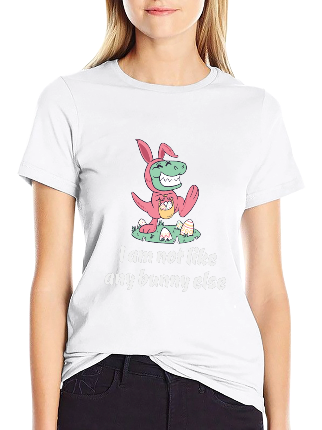 Camiseta Divertida de Pascua Dinosaurio-Conejo