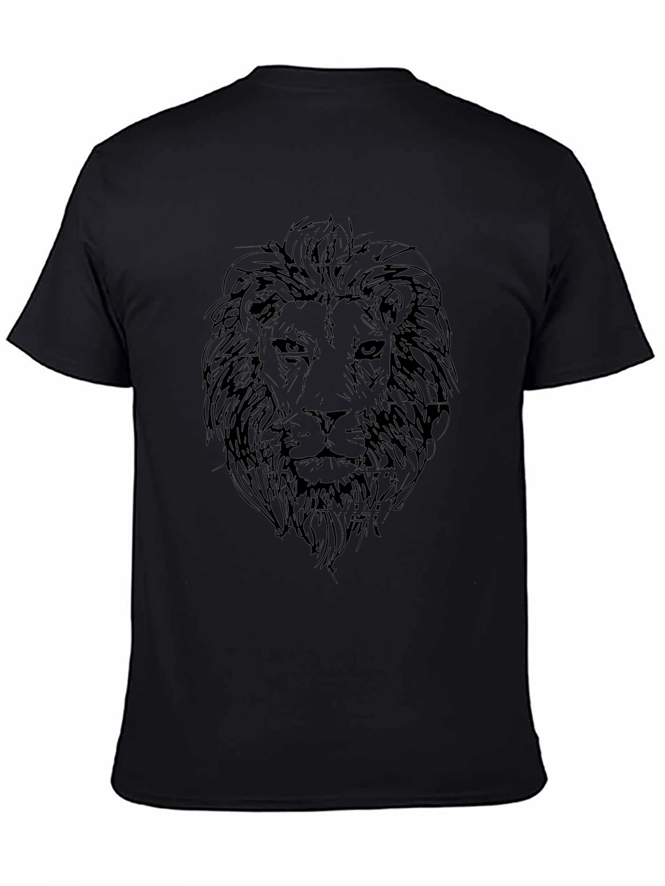Camiseta Negra con Diseño de León para Hombre