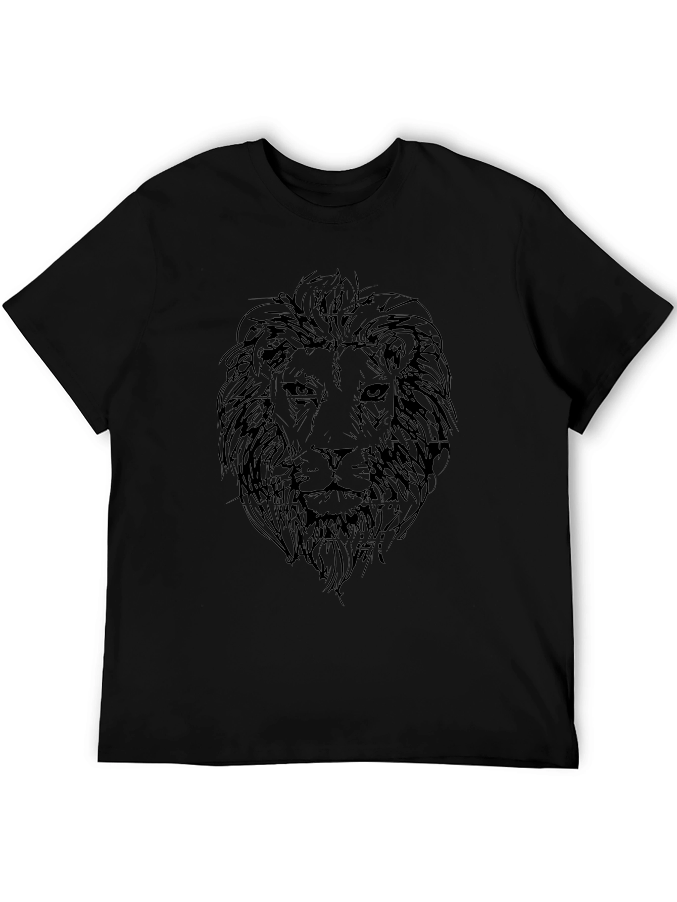 Camiseta Negra con Diseño de León para Hombre