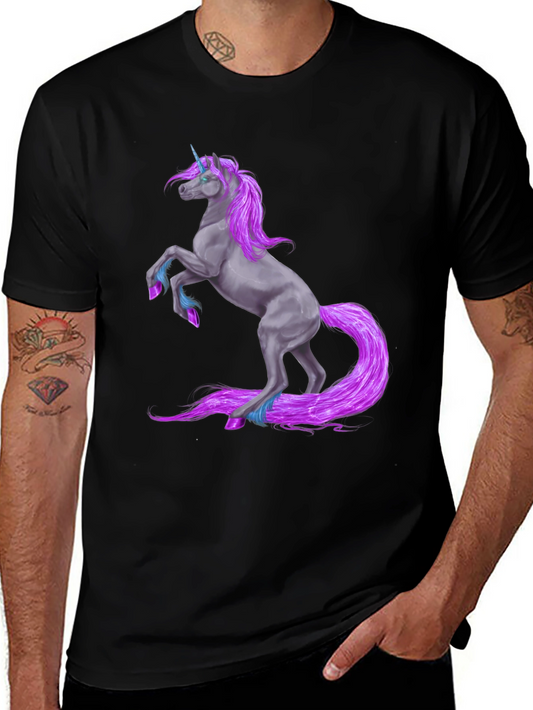 Camiseta Negra con Estampado de Unicornio Mágico