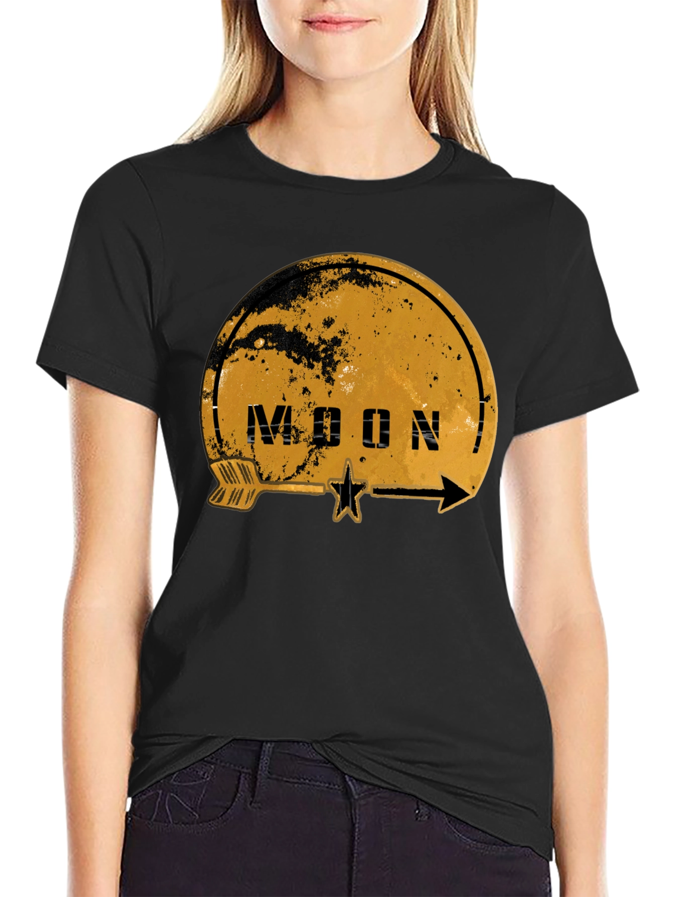 Camiseta Negra Estampada Moon