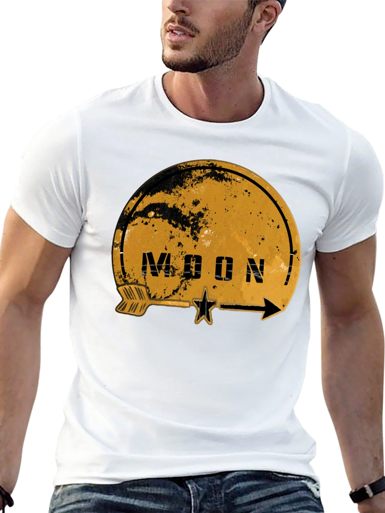 Camiseta Negra Estampada Moon