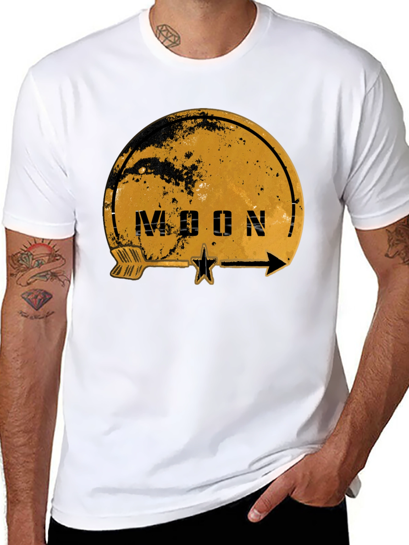 Camiseta Negra Estampada Moon