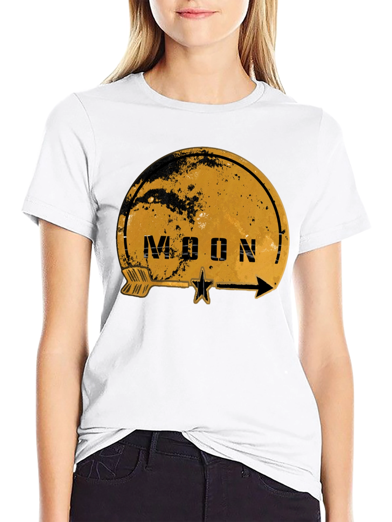 Camiseta Negra Estampada Moon