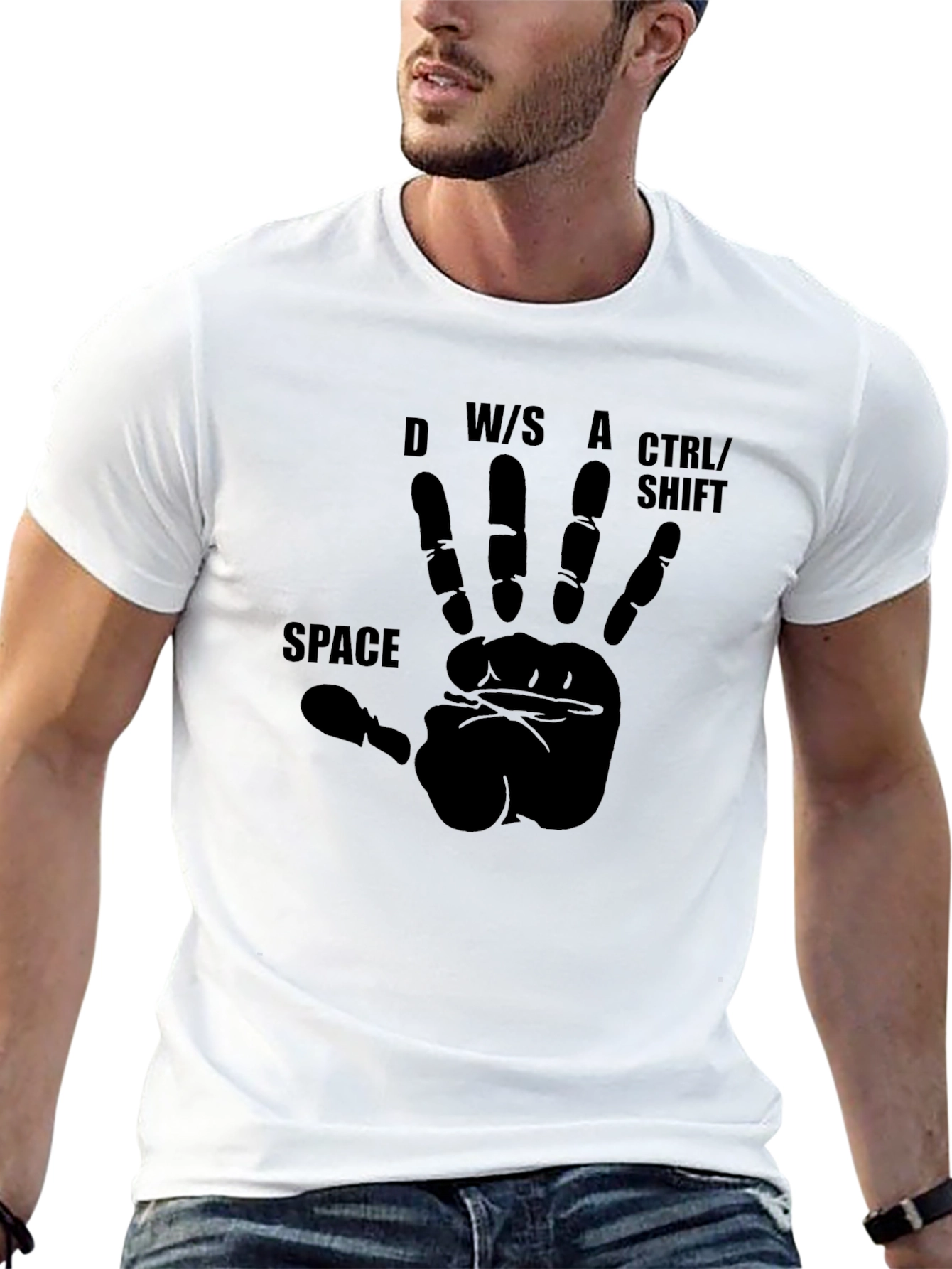 Camiseta Negra Gamer: ¡Controla con una Mano!