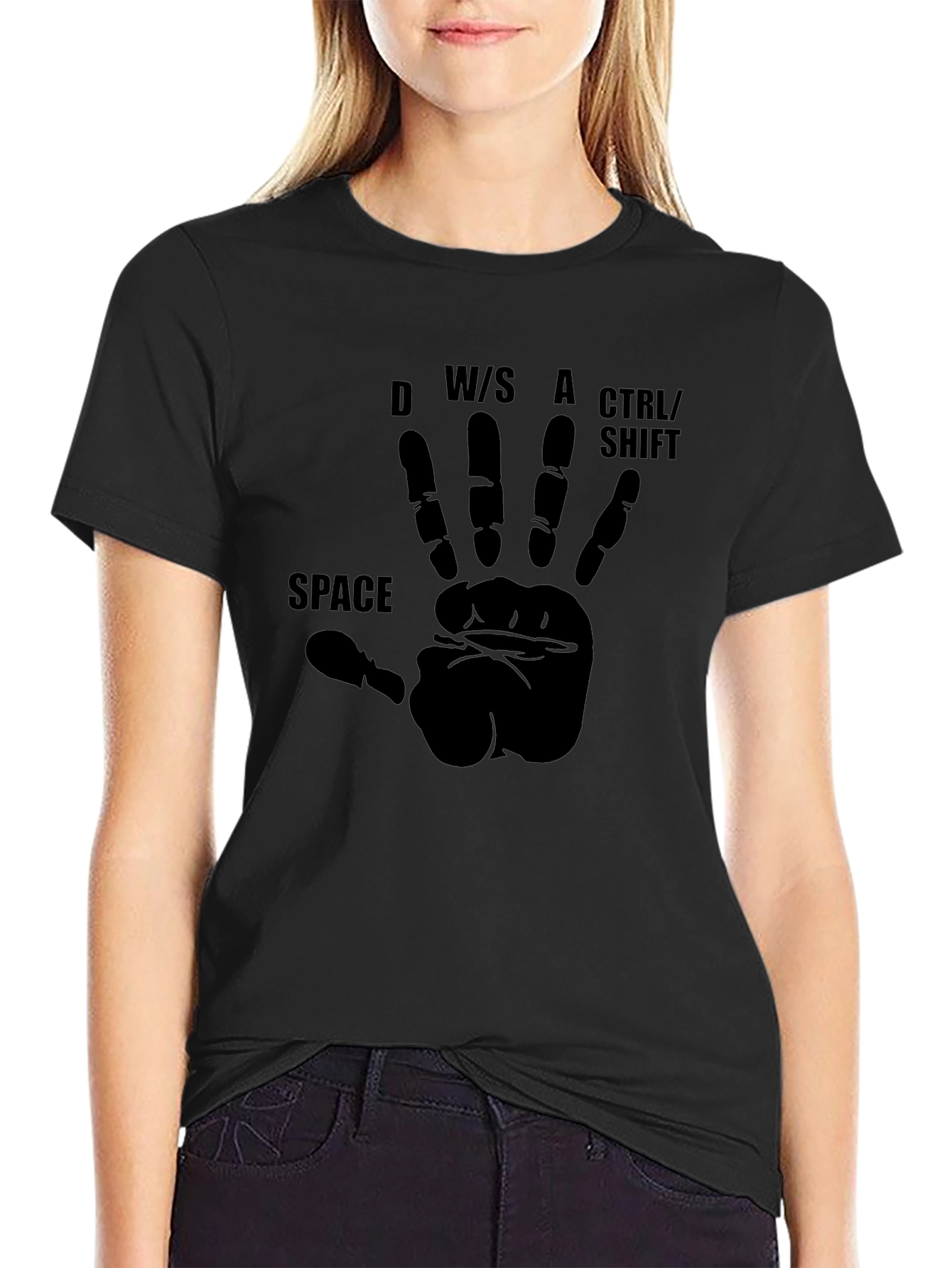 Camiseta Negra Gamer: ¡Controla con una Mano!