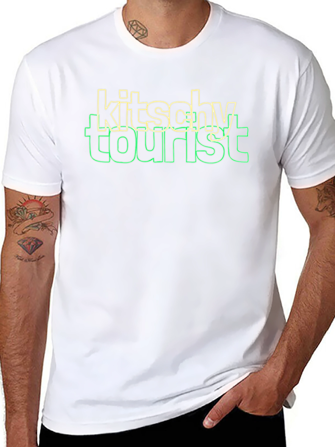 Camiseta Negra Kitsch Tourist Diseño Casual