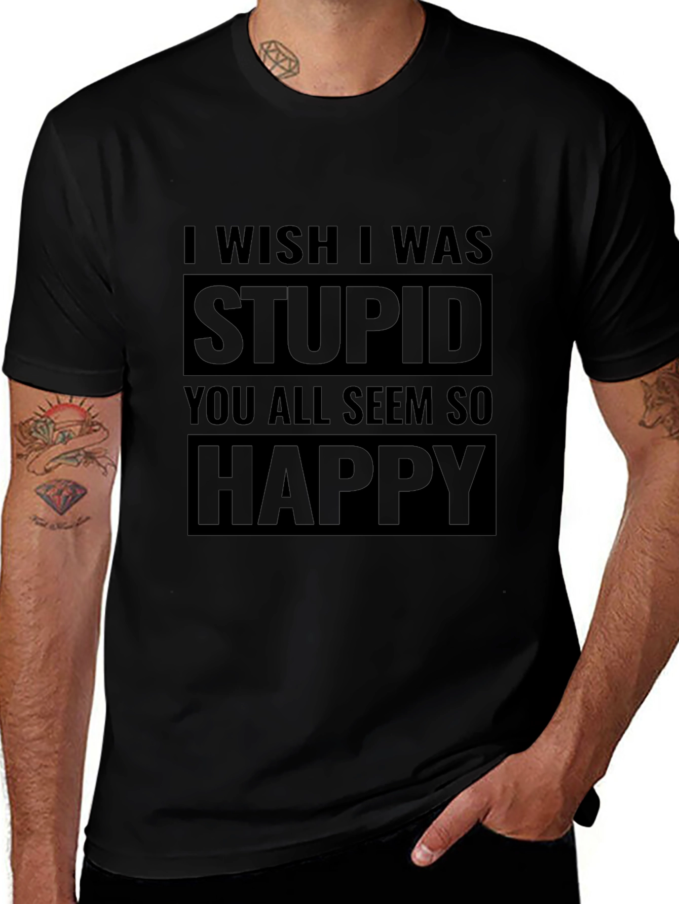 Camiseta Negra Stupid Happy