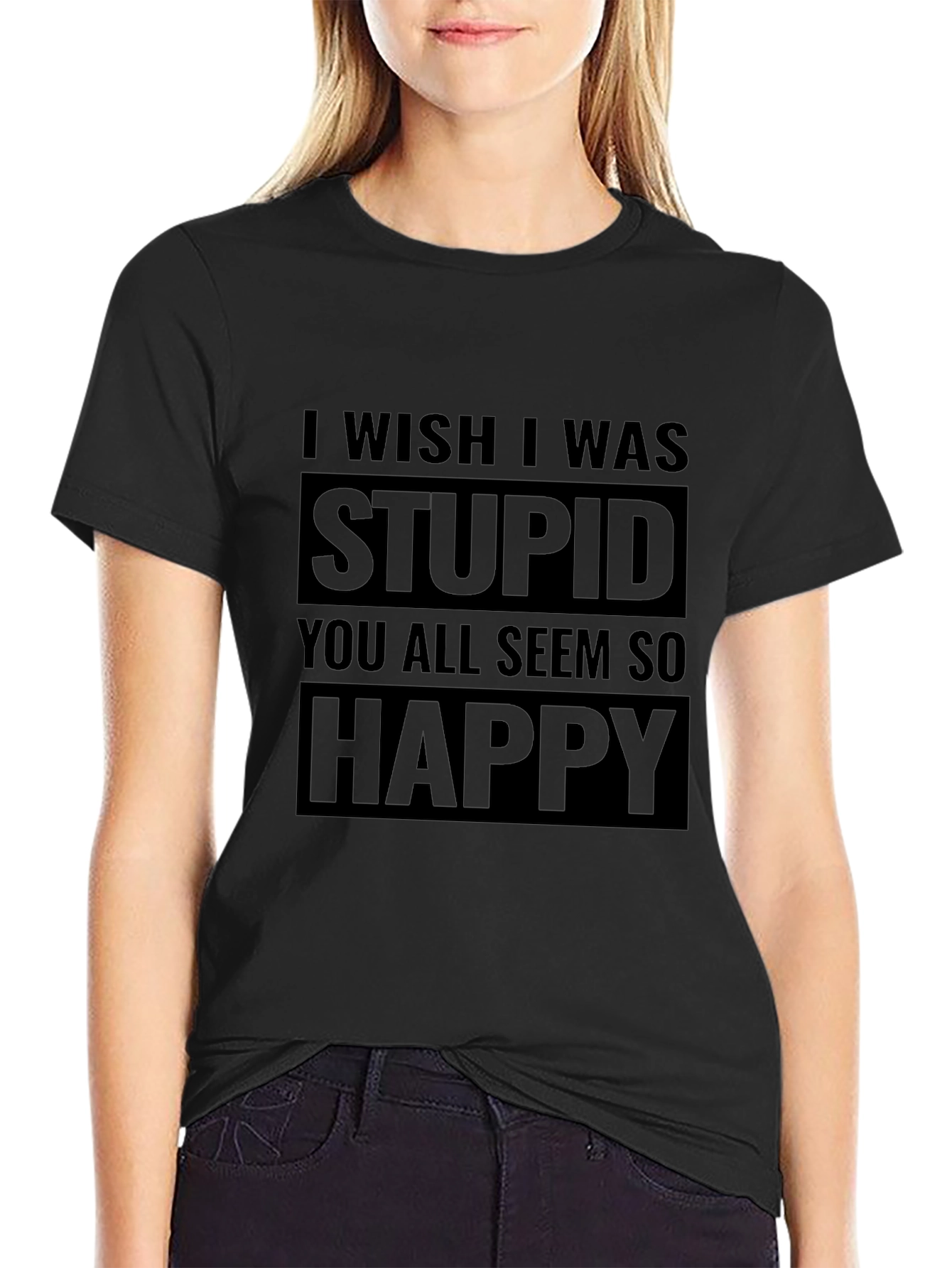 Camiseta Negra Stupid Happy