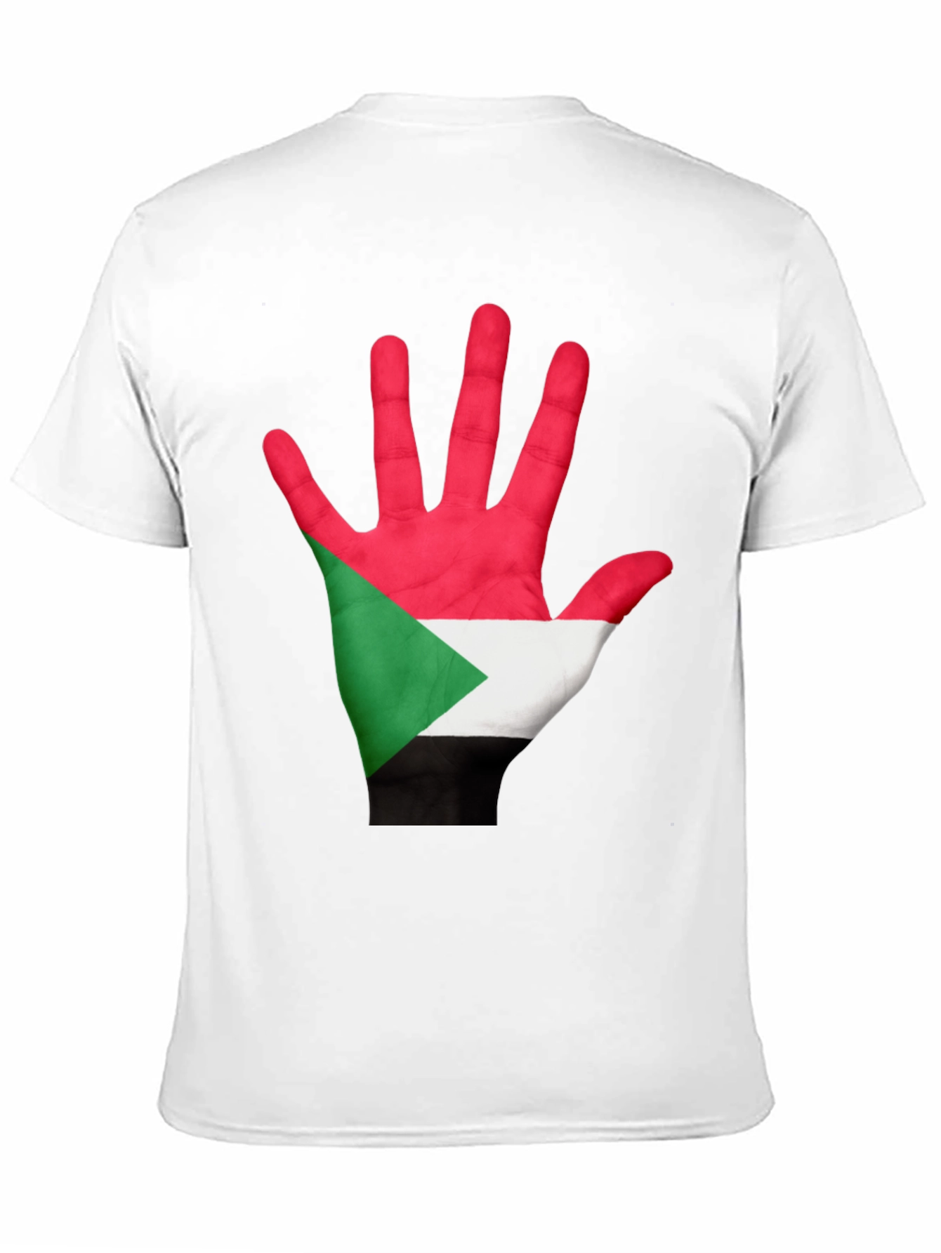 Camiseta Negra con Mano Bandera Sudán