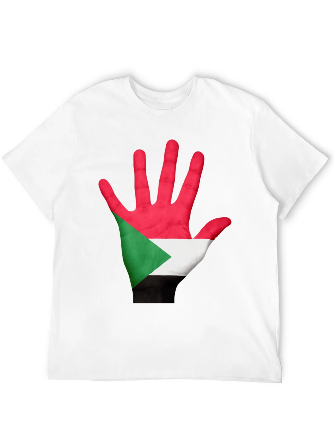 Camiseta Negra con Mano Bandera Sudán