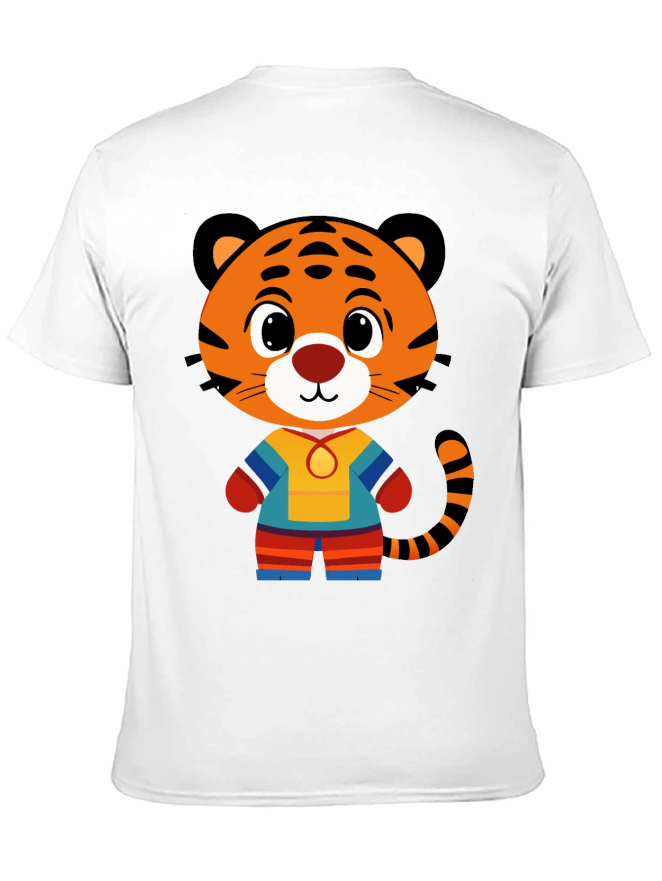 Camiseta Negra con Diseño de Tigre Animado para Hombre