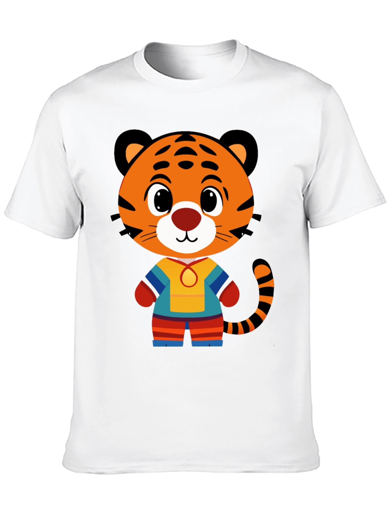 Camiseta Negra con Diseño de Tigre Animado para Hombre