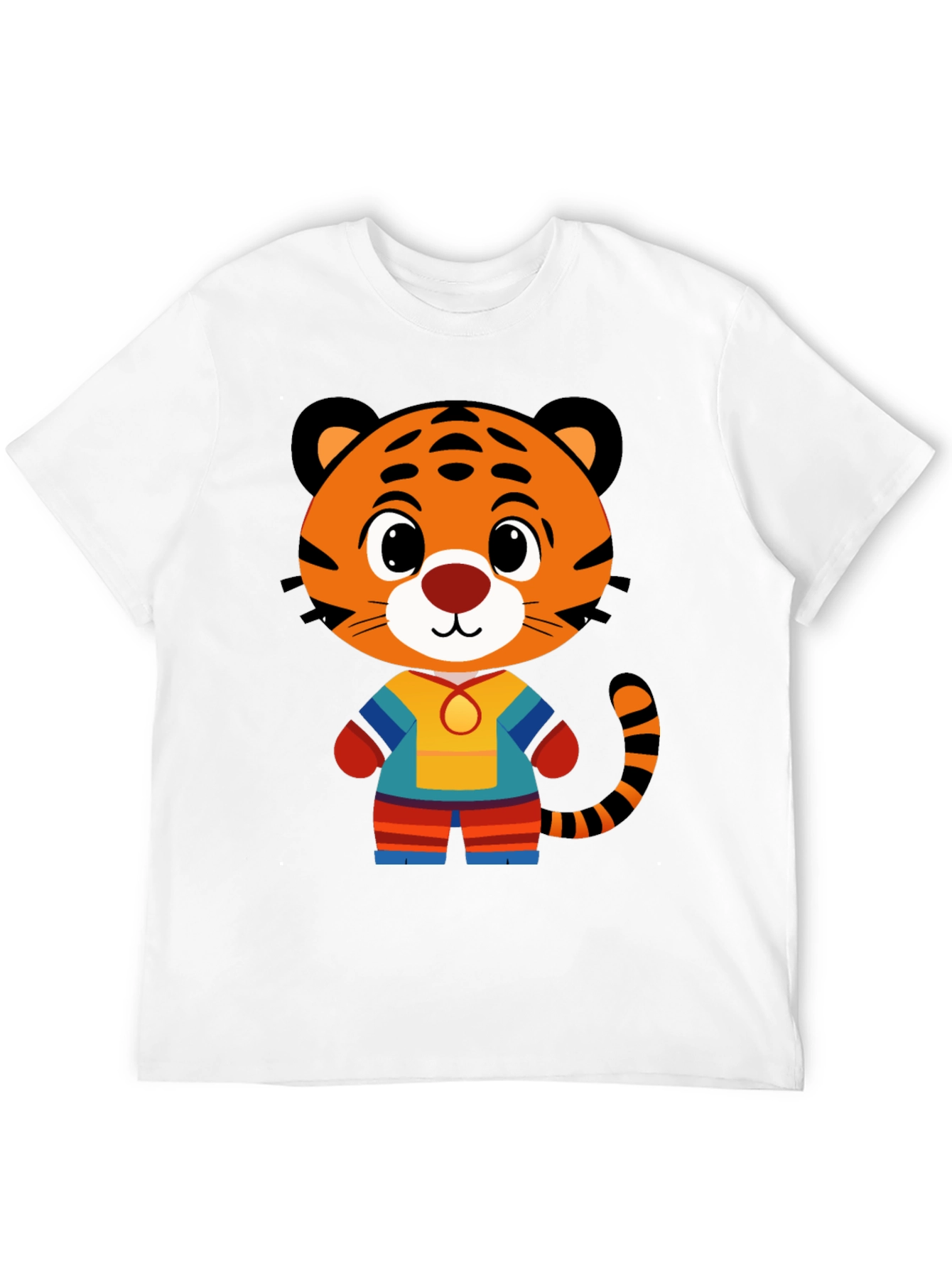 Camiseta Negra con Diseño de Tigre Animado para Hombre
