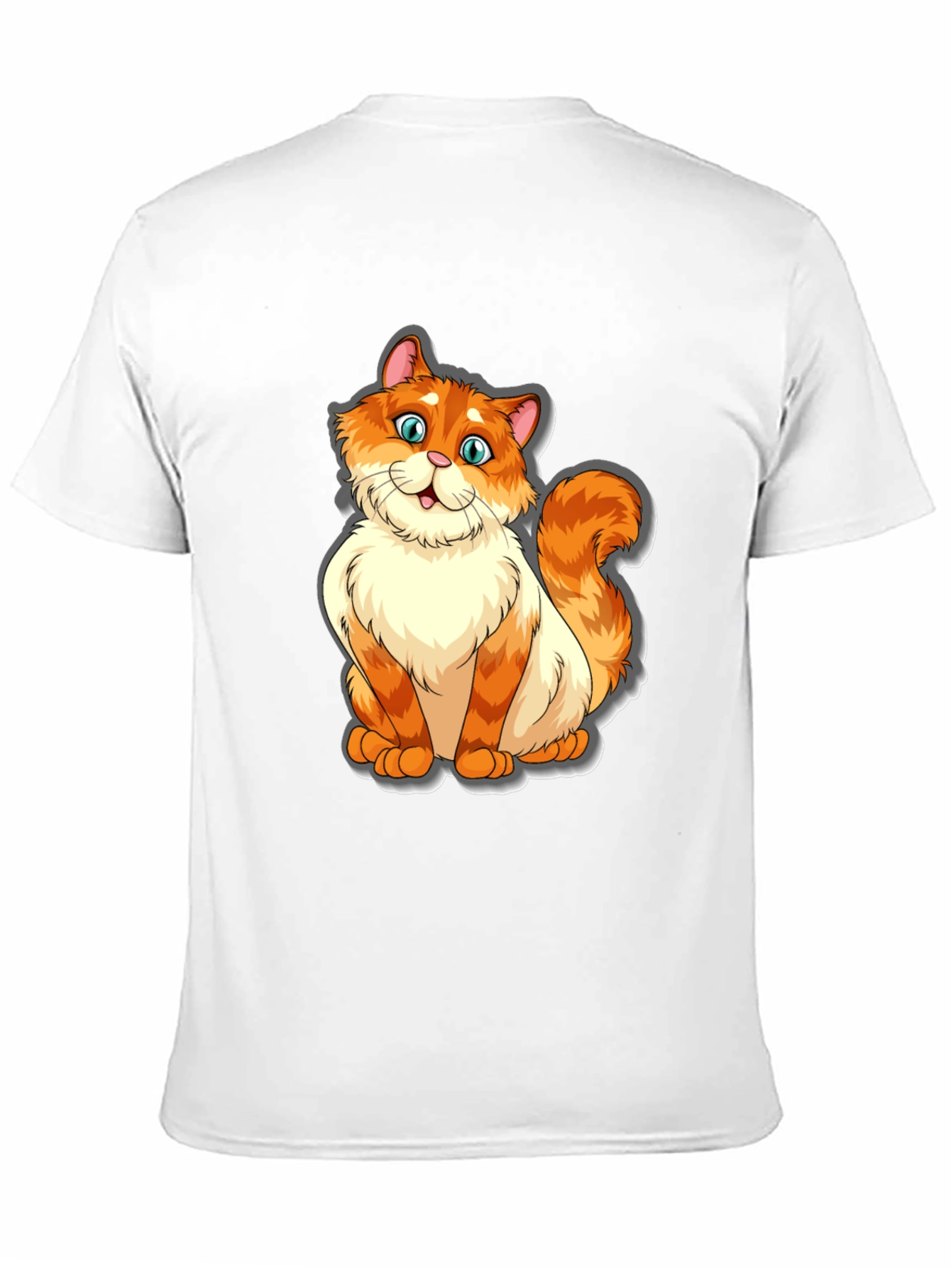 Camiseta Negra con Diseño de Gato Naranja