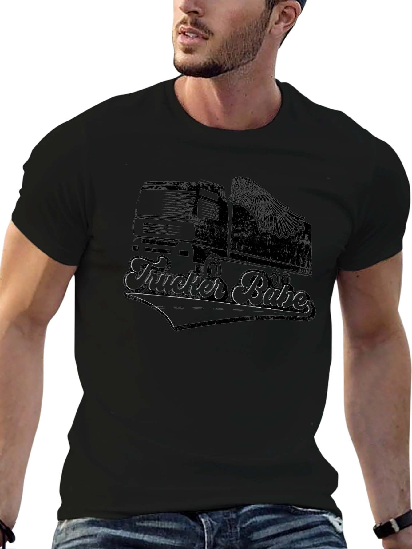 Camiseta Negra Trucker Babe para Hombre