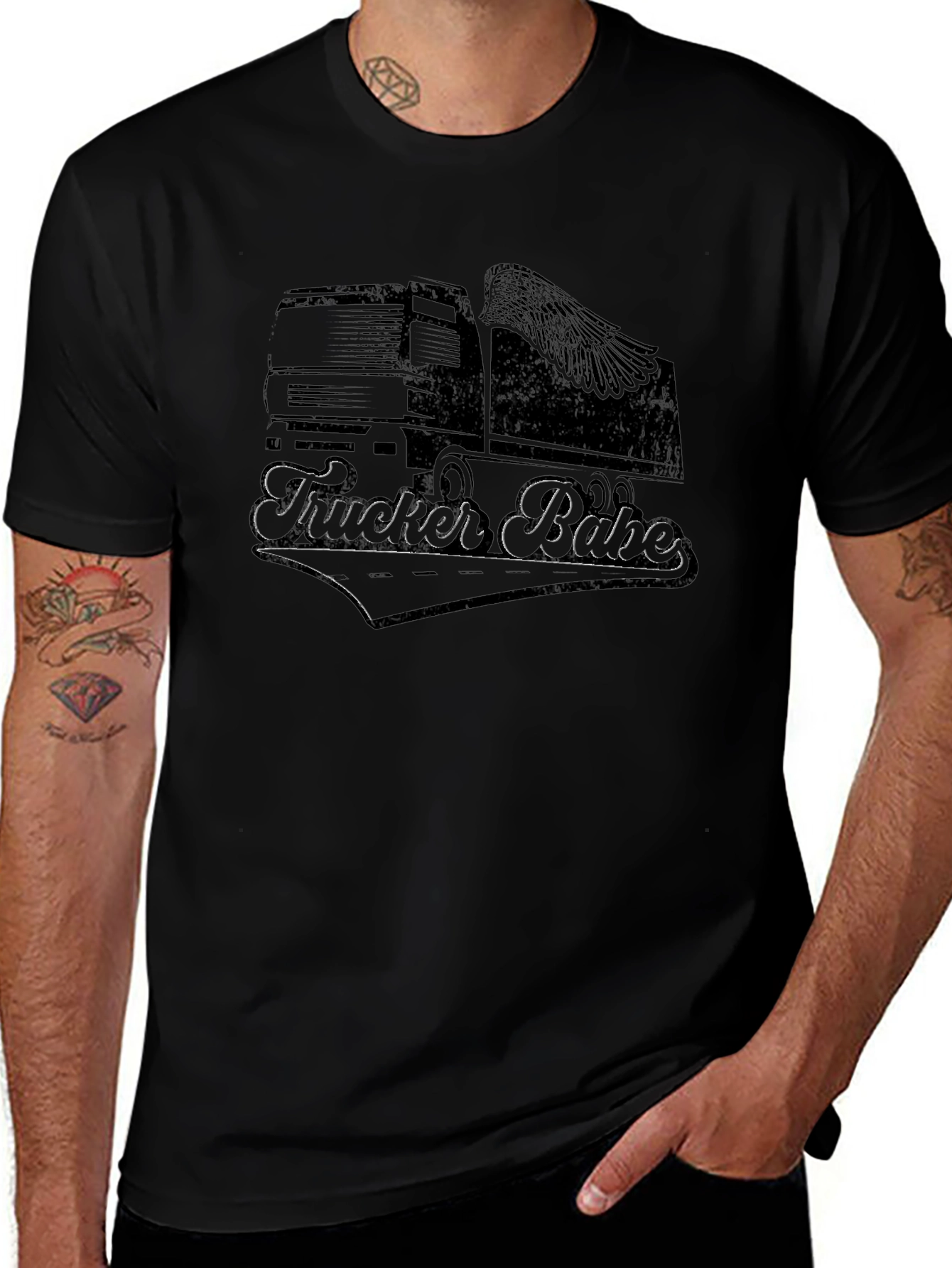 Camiseta Negra Trucker Babe para Hombre