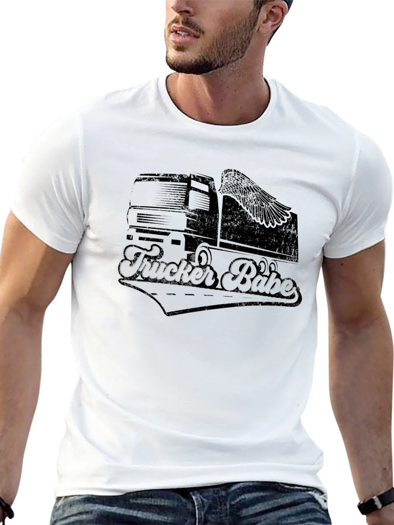 Camiseta Negra Trucker Babe para Hombre