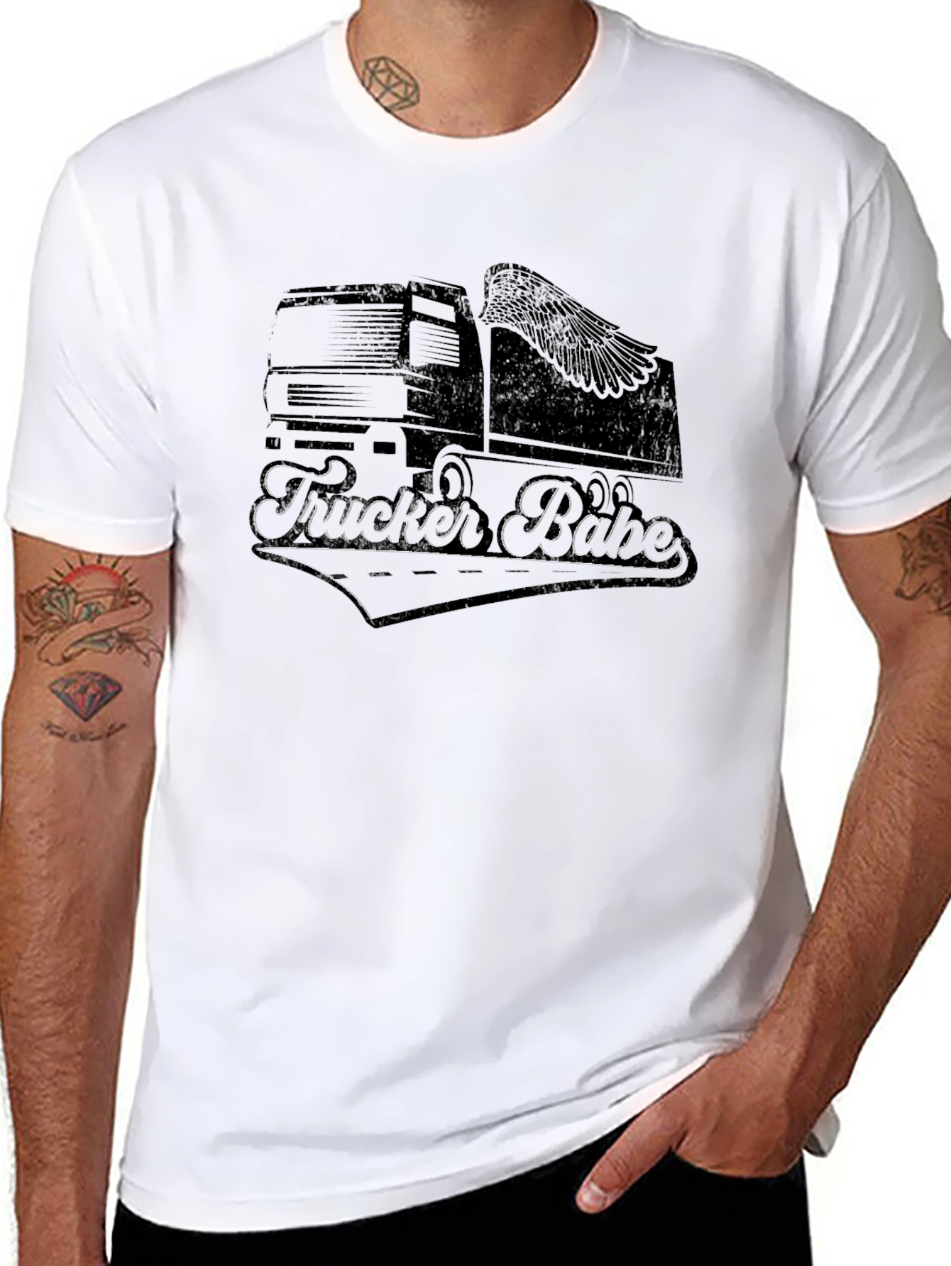 Camiseta Negra Trucker Babe para Hombre