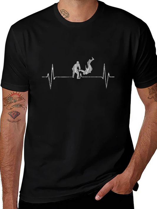 Camiseta Negra Jiu-Jitsu Ritmo Cardíaco