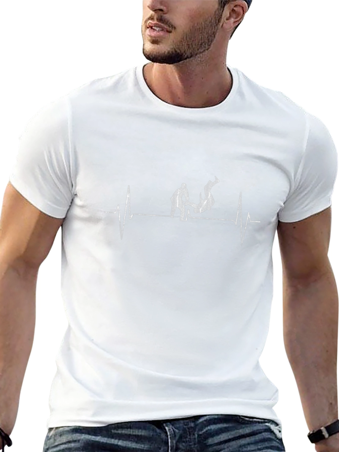 Camiseta Negra Jiu-Jitsu Ritmo Cardíaco