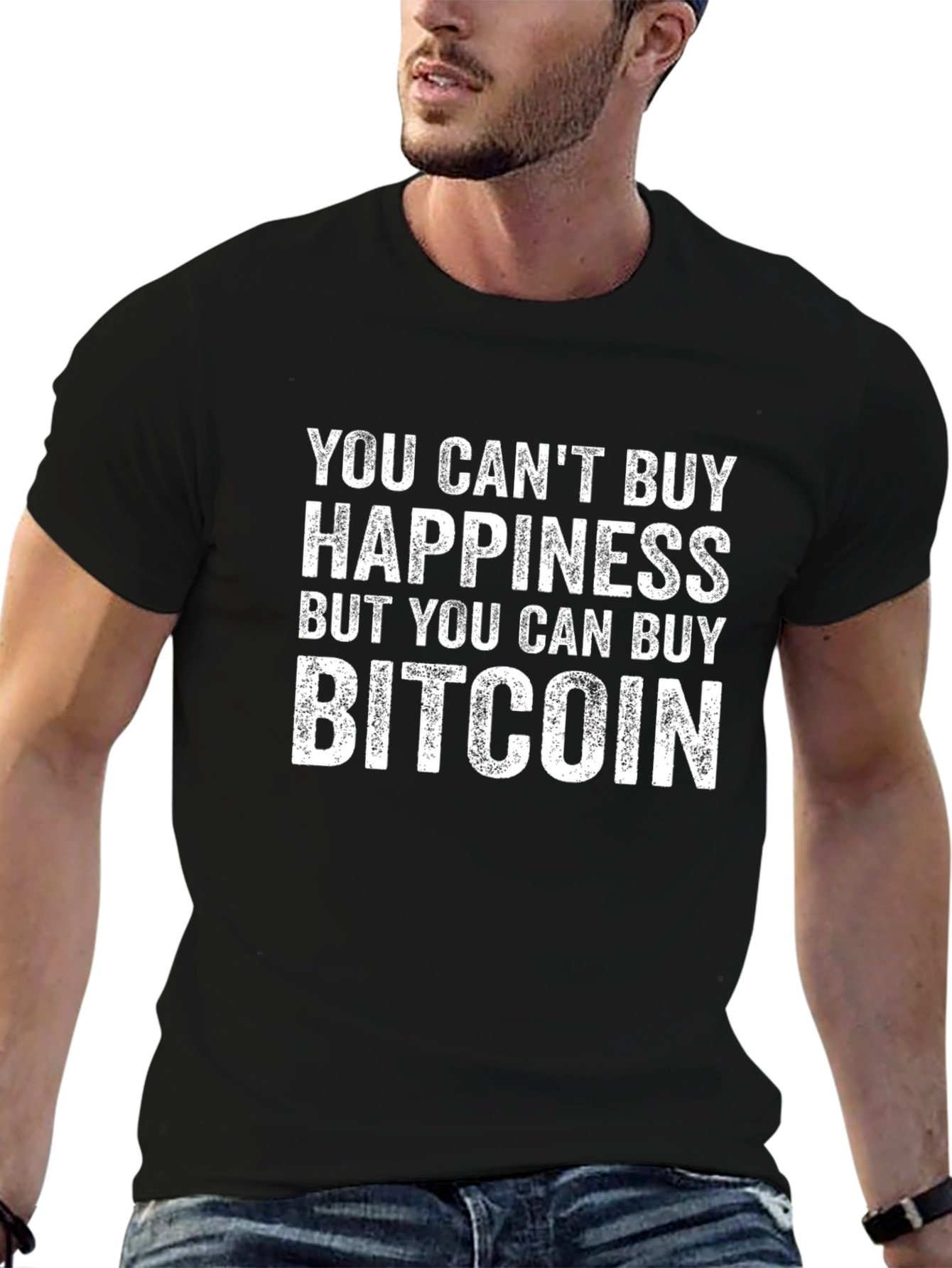 Camiseta Bitcoin: No puedes comprar la felicidad