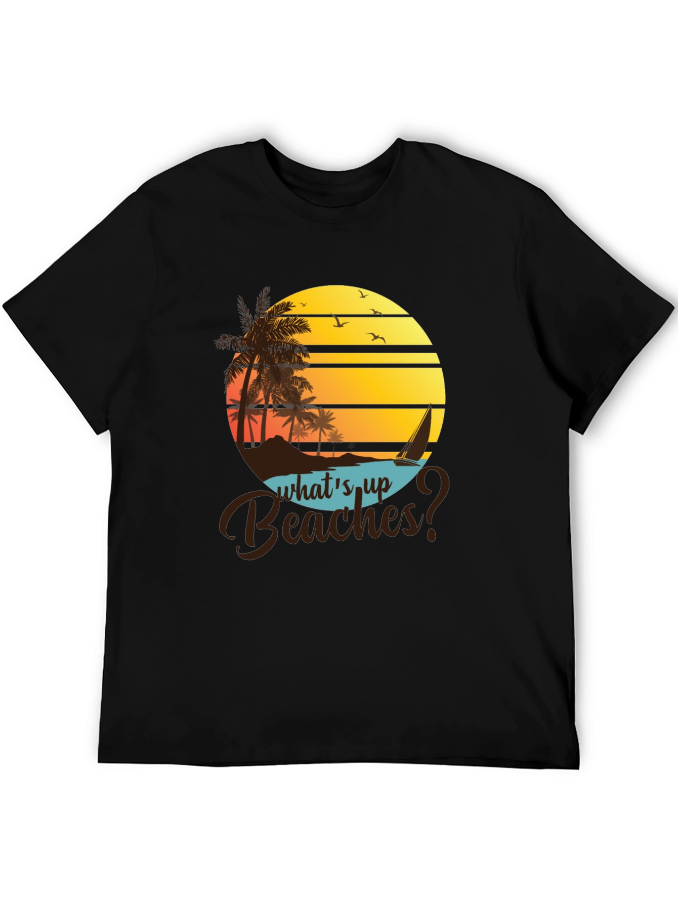 Camiseta Negra Playa Atardecer