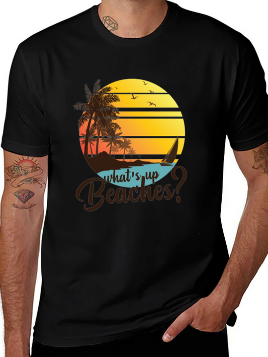 Camiseta Negra Playa Atardecer