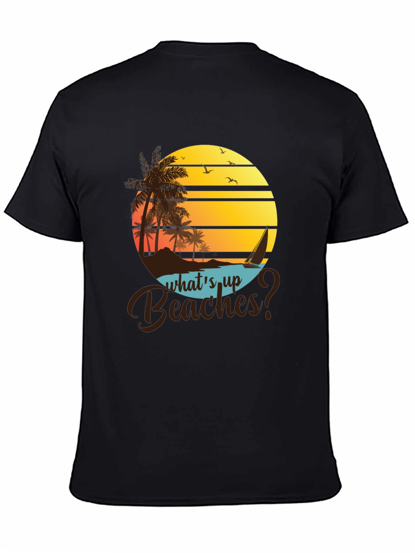 Camiseta Negra Playa Atardecer