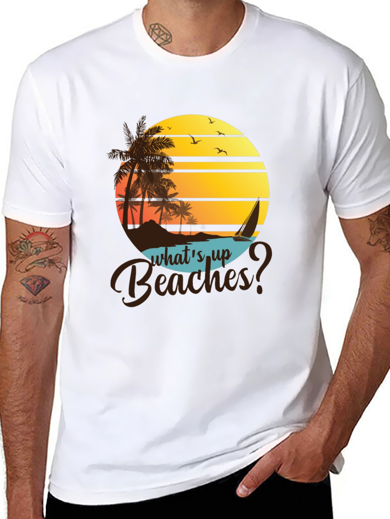 Camiseta Negra Playa Atardecer